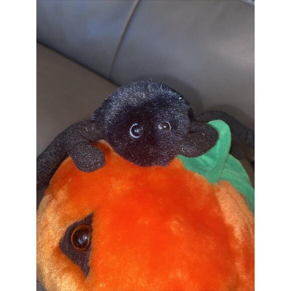 Vintage Plush Creations Inc 1995 Pumpkin Plush & Spider Jack o Lantern Halloween - Picture 2 of 6